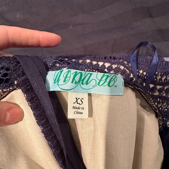 Navy Lace Dress with Nude Underlay - Picture 3 of 3